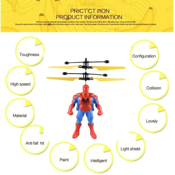 Spider-Man tegneseriefigur induksjonsfly suspendert fly Spider-Man Iron Man Hulk fjernkontroll flyleketøy barnebursdagsgave