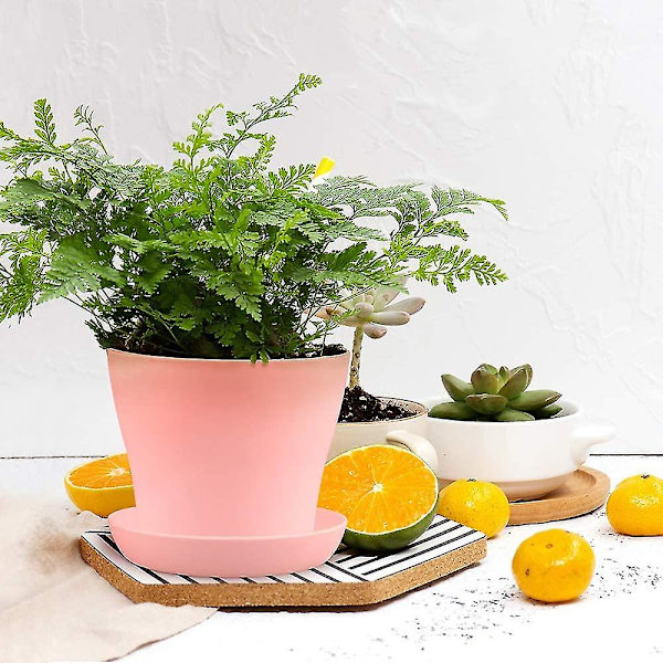 8 st 5,5\" färgglada plastkrukor inomhus blomkrukor med pall/brickor