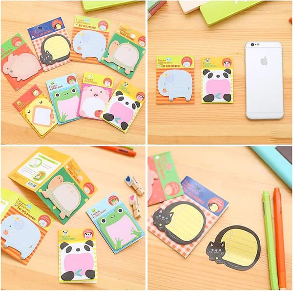 8 Block Sticky Notes Djur Sticky Notes Flyttbara Självhäftande Anteckningar Nyhet Cartoon Sticky Notes Block Set