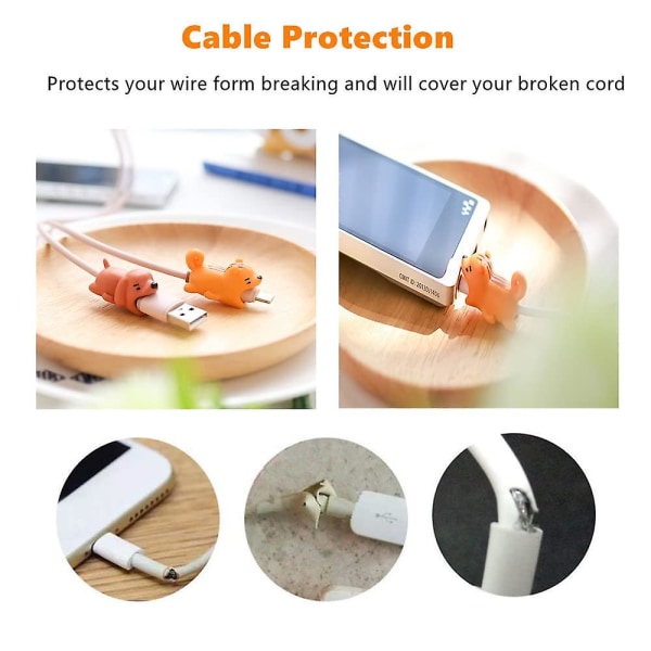 Animal Mobiltelefon laddare kabelskydd, USB laddare skyddsskydd, lämplig för Iphone, Ipad, Android, Samsung, Plast, Pvc, djurbett