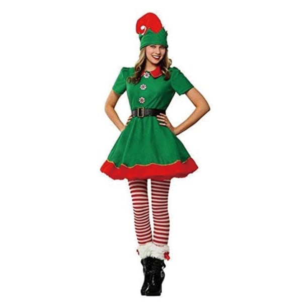 (160CM kjol) Förälder-barn juldräkt grön jultomte kostym barn rollspelsdräkt vuxen tomte kostym tjus