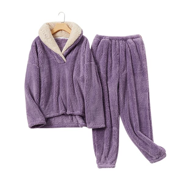 Vinterpyjamas Pyjamas Flanell Tjock Lila Hemkläder-