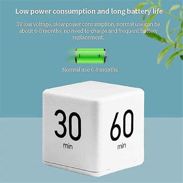 Miracle Cube Timer Vit Kökstimer Barn Timer Träning Timer Fashionabel 15-20-30-60minutes
