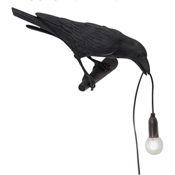 Raven Vägglampa, Unik Gothic Raven Birds Vägglampa för säng, sovrum, vardagsrum, bondgårdsinredning, vänstersvart vägglampa
