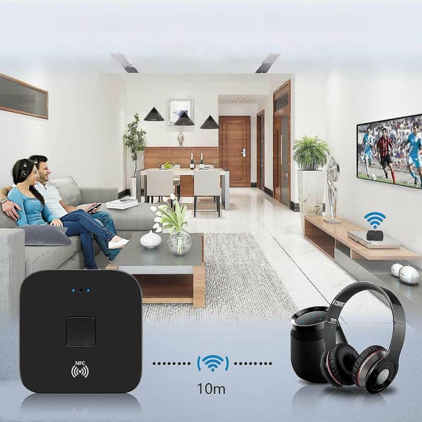 Bluetooth-bil Bluetooth-mottaker trådløs 3,5 mm jack Aux Nfc til 2 Rca lydadapter