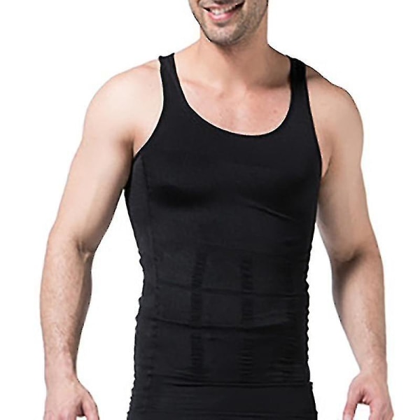 Korsett för män, kroppsslankande magformare- midjeskjortor Black XL
