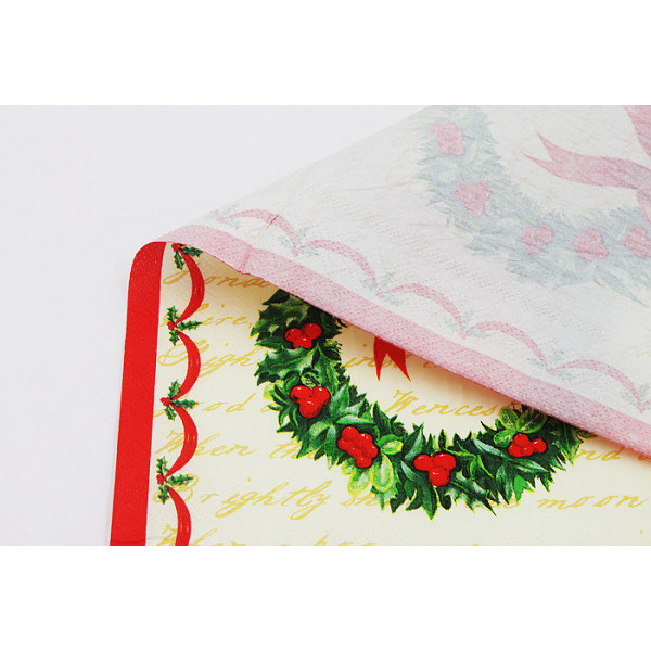 Julbordstillbehör Julkrans engångspappershandduk, jul- och nyårsfestdekorationer, 33 * 33 cm, 10 förpackningar 20 st/förpackning