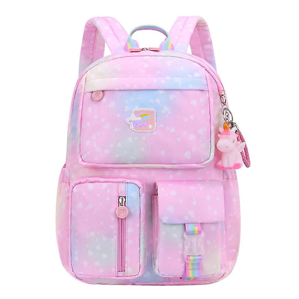 Ryggsekk for jenter, perfekt for skole og reiser, ryggsekk for barn med polstret rygg og justerbar stropp Upgrade Pink Small 41*29*16cm