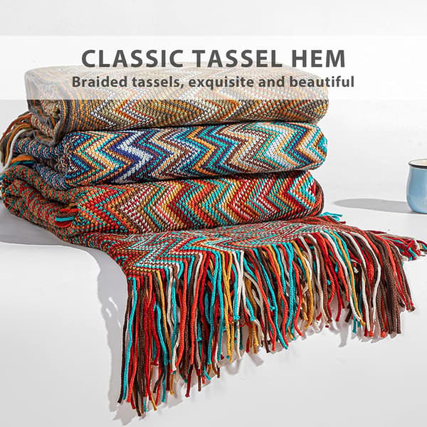 Neulepeitto Tassel Throw Color Houndstooth Boch