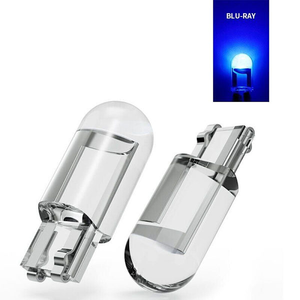 10x T10 W5W 194 168 501 LED Interiørpære Skiltlys Sidelampe Blå