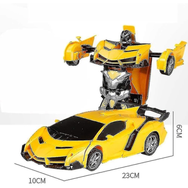 Fjernstyret bil, 2 i 1 transformer robotbil, et tryk transformerende fjernstyret transformerbilrobot Yellow