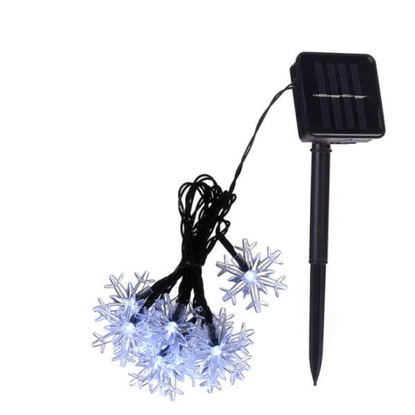 12m 100 lampor LED Solar Snowflake String Lights Juldekoration Star String Lights Liten färgglad lampa