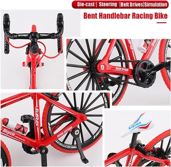 1-pack: 8-legering simulering cykelmodell pendel mini cykel racing leksaksmodell samling svart