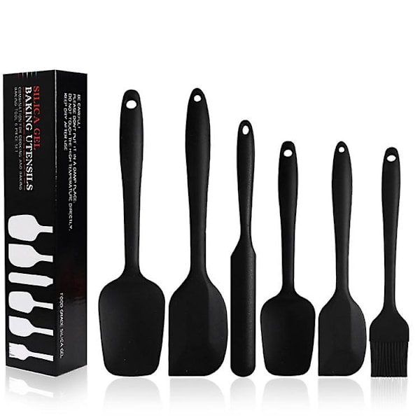 Silikonespatelsæt, varmebestandigt design i ét stykke, non-stick gummi Black