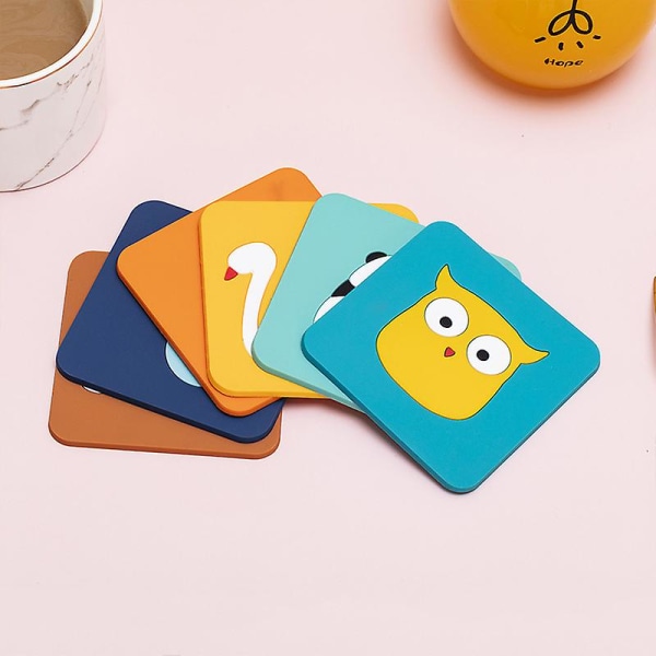 Cartoon Non-slip Placemat Anti-scalding Soft Rubber Coaster 2pcs