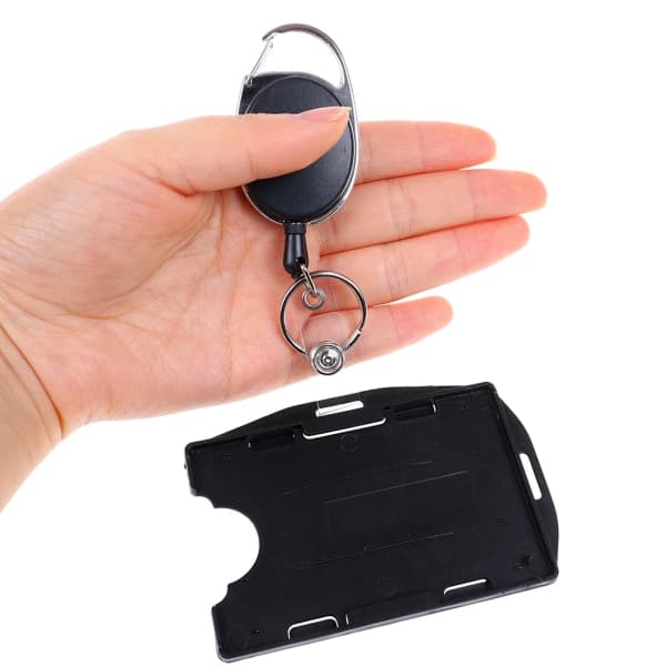 2-pack kort-ID-hållare med utdragbar märkesrulle