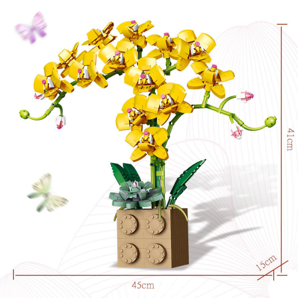 Rosa byggsten blomma orkidé serie bonsai flicka bygga leksaker blommor vuxen blomsterarrangemang bygg leksaker presenter
