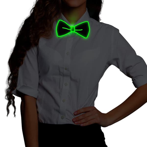 Lysende slips, Man Led lysende slips med strømkabel, 3 blinktilstande Led Glow slips, Justerbar belyst slips Green