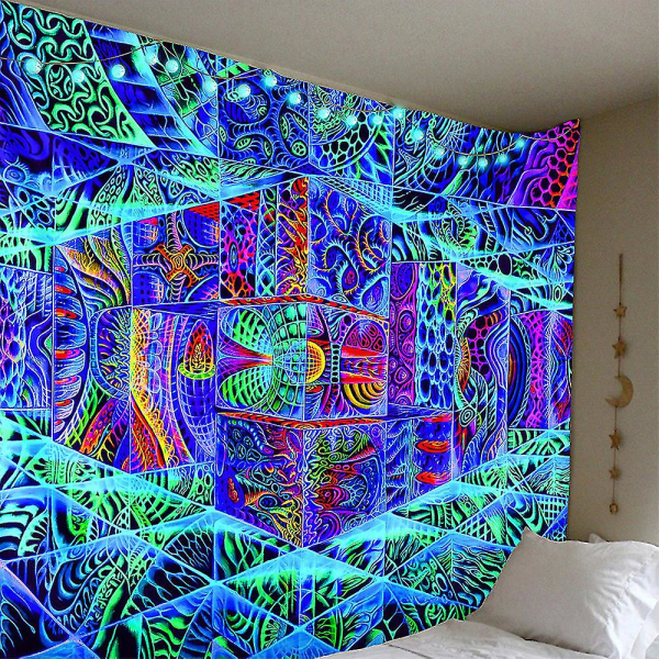 3D rummelig trippy gobelin psykedelisk vægophæng sengetæppe boligindretning 200x150cm