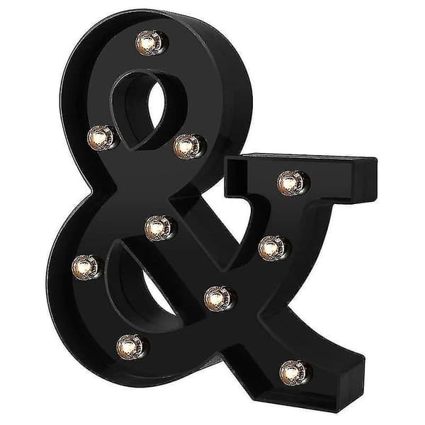 Nydesignede LED-bogstavlys 26 alfabet sorte dekorative Marquee-lamper til bryllupsfest B