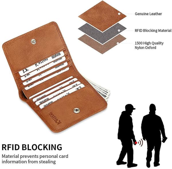 Lättvikts dam äkta läder RFID plånbok med myntfodral Mini plånbok Dam plånbok Liten plånbok