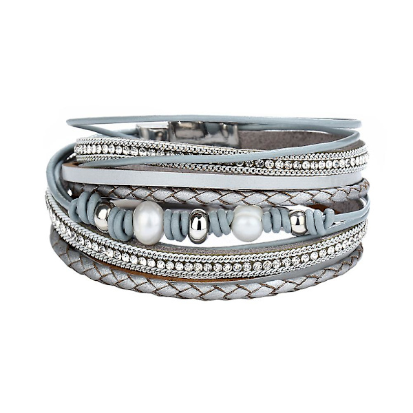 Leopard Läder Armband För Kvinnor Flerskikts Magnetiskt Spänne Armband