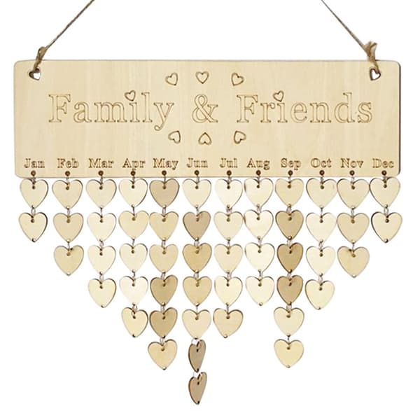 Födelsedagspåminnelse kalender DIY träplakett för familj och vänner