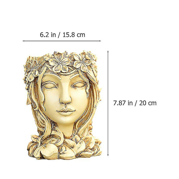 1 stk Kunstharpiks Blomsterpotte Kvinnelig Ansikt Planter Med Hull Hjem Blomsterpotte Ornament