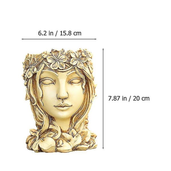 1pc Resin Flowerpot Female Face Planter With Hole Home Flowerpot Ornament