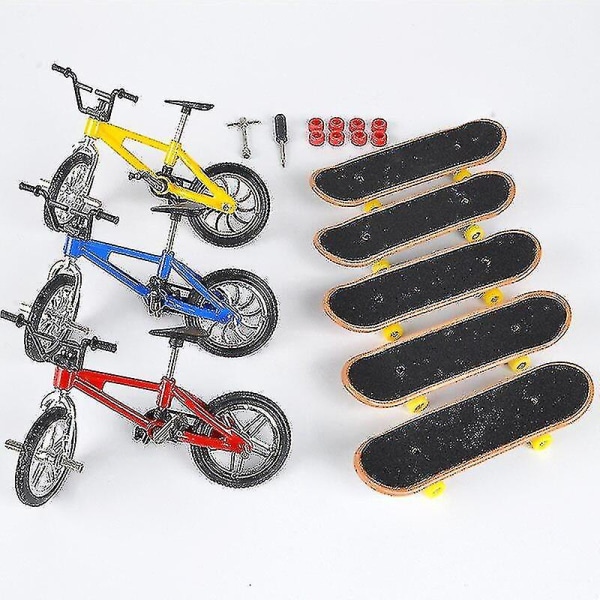 Mini Scooter Tvåhjulig Scooter Barnens Pedagogiska Leksaker Finger Scooter Cykel Fingerboard Skateboard Set Vuxna Barn Pojke Leksak Yellow