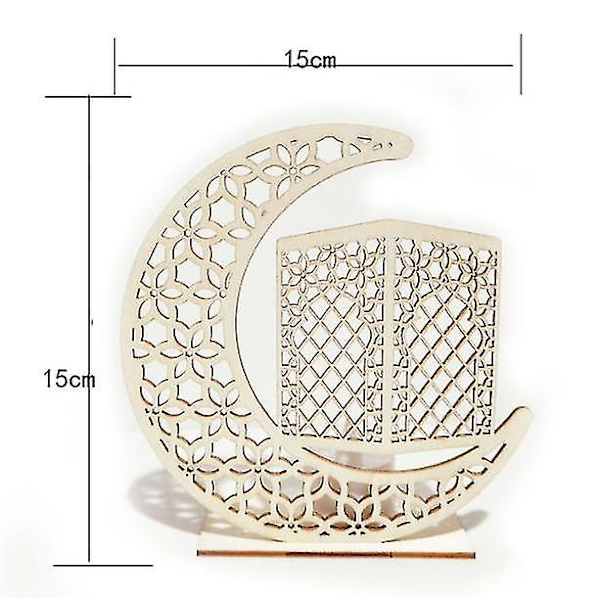 Ramadan Diy Trä Måne Led Ljus COLOR7
