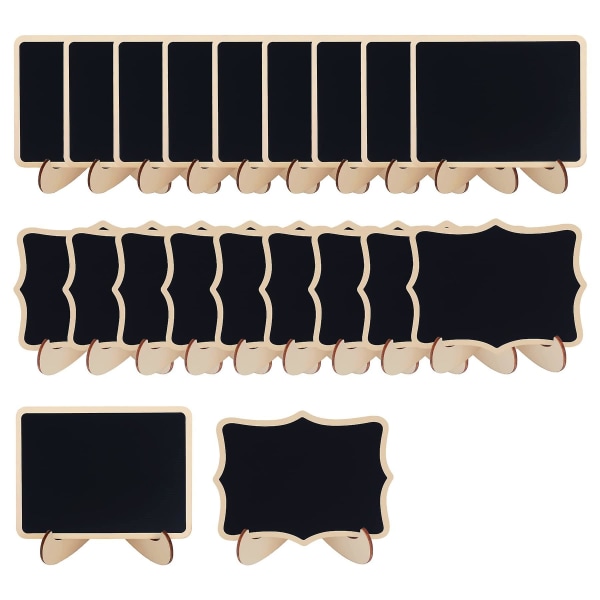 20-pack minikrittavla-set, små träkrittavlor med stativ, trätavlor för märkning, memotavla, placeringskort