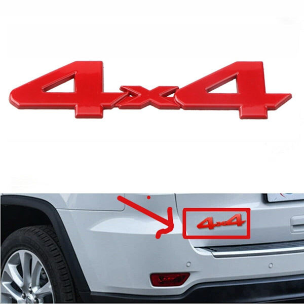 Pakkaus metalli 4x4 auton tavaratilan takaluukun logo tarra tarra lokasuoja SUV, punainen