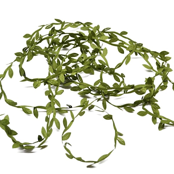 200M/656ft Silkebladformet Håndlaget Kunstig Grønne Blader Bryllupsdekorasjon DIY Girlander Gave Scrapbook Håndverk Kunstige Blomster