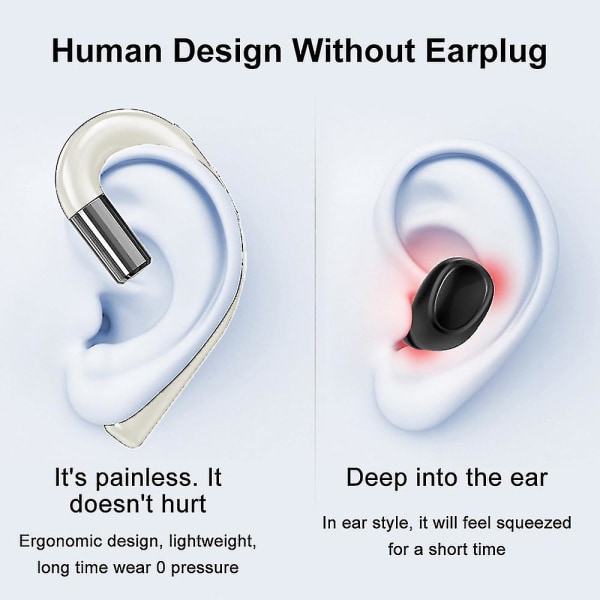 Bluetooth hörlurar utan öronproppar, brusreducerande handsfree-headset