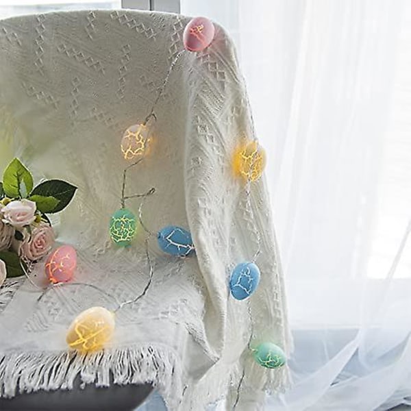 Påskäggsdekorationer Påsk-tema Fairy Lights med 20 färgglada ägg som drivs av batteri påskdekorationer Warm Light