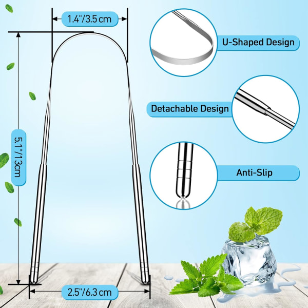 Tungeskraber, 1-pak kobbertungeskraber, tungeskraber tungeskraber til voksne, U-formet tungeskraber tungeskraber til frisk ånde, rustfrit stål