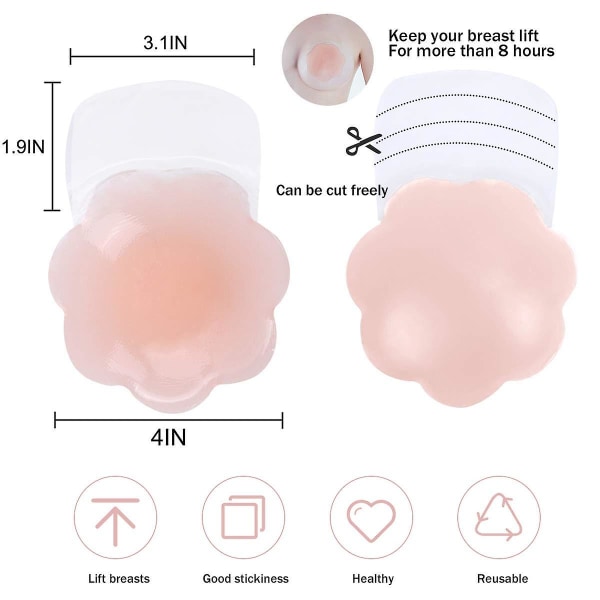 2 st silikonbröstlyft - osynlig behå bröstblad, silikonbröstvårtsskydd återanvändbara lyftande behåkupor bröstkuddar
