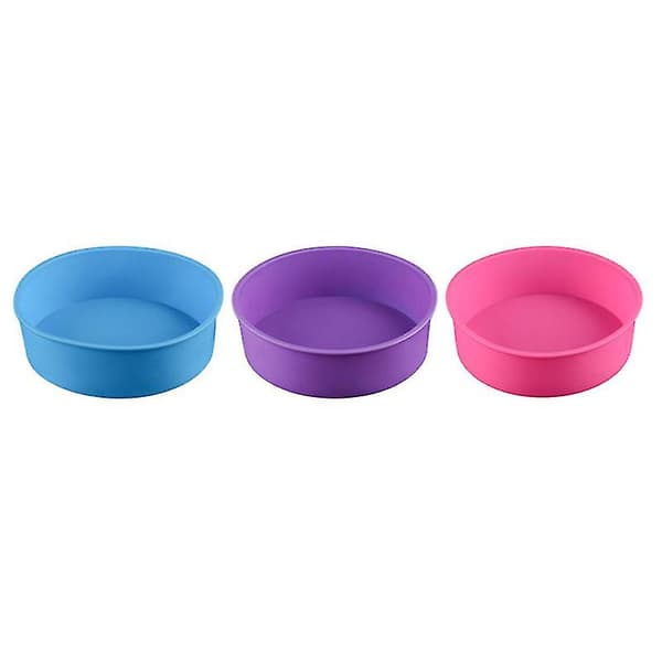 3 stk. runde kageforme i silikone til bagning af dekorative cupcakes (tilfældig farve 17 cm)