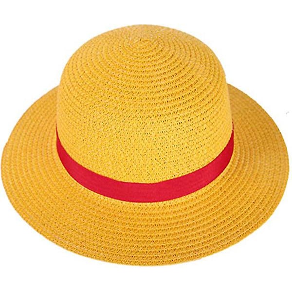 Poika Tyttö Yksi Pala Hat Olki Hattu Kaula Köy Pehmeä Litteä Top Hat Cosplay Japanilainen Sarjakuva Props Hat Lapset Punainen Raidallinen Ranta Hattu 27cm Halkaisija