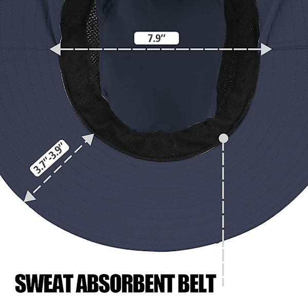 Unisex bredbrättad hatt, Upf 50+ vattentätt solskydd, sommar UV-skydd Boonie hatt Dark Blue