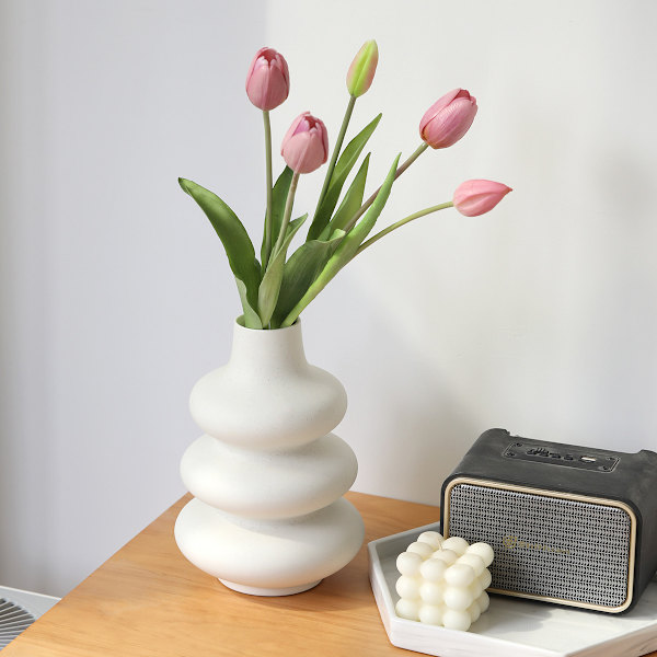 Nordisk keramisk vase, hvit vegetarisk keramikk for hjemmedekorasjon