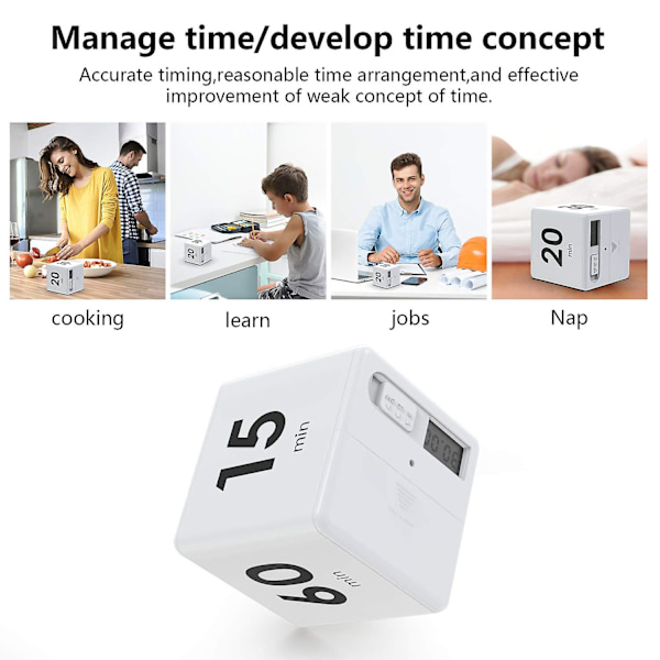 Kube Timer, pretmess Gravity Flip Køkken Timer Til Tidsstyring Og Nedtællingsindstillinger 15-20-30-60 Minutter