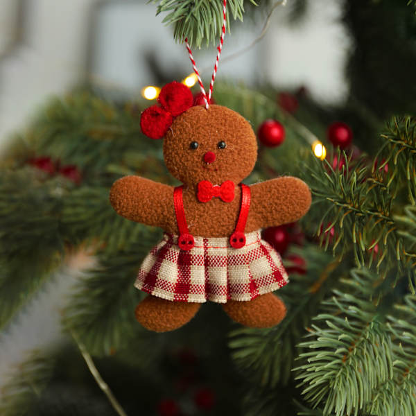 Juldekoration pepparkaksgubbe liten hängande julgransprydnader hängen set med 3 stycken