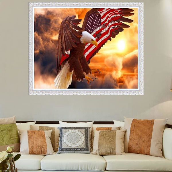 Flying Eagle Aikuisten Aloittelijan DIY 5D Timanttimaalaussetti, Taiteellinen Pyöreä Täydellinen Timanttilahja, Seinäkoriste 12x16 Tuumaa