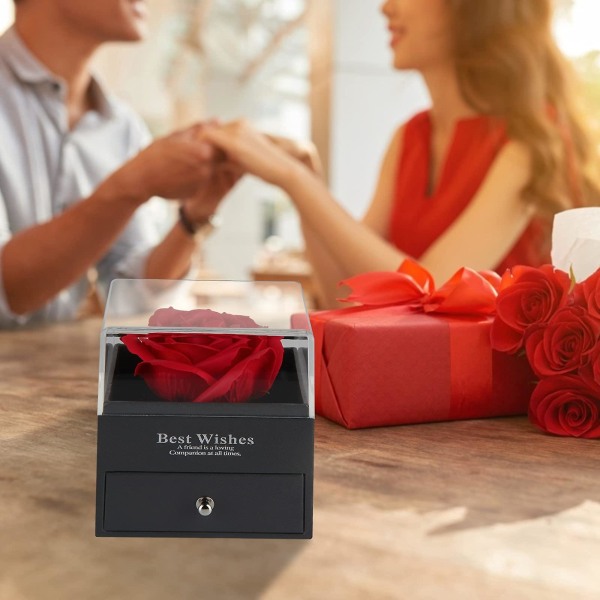 Jeg elsker dig hjerte halskæde 100 sprog projektion, romantiske Valentinsdag gaver til kæreste kone, evig rosenblomst med smykkeopbevaringsboks