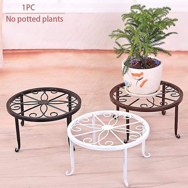 2 st blomkruka stativ rund smidesjärn blomkruka hållare hem växtstativ golv blomkruka ställ 2pcs White