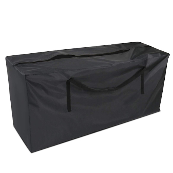 Møbelpude opbevaringspose, vandtæt stof opbevaringspose med lynlås og håndtag til udendørs/indendørs havemøbler tøj, sort 122x39x55cm