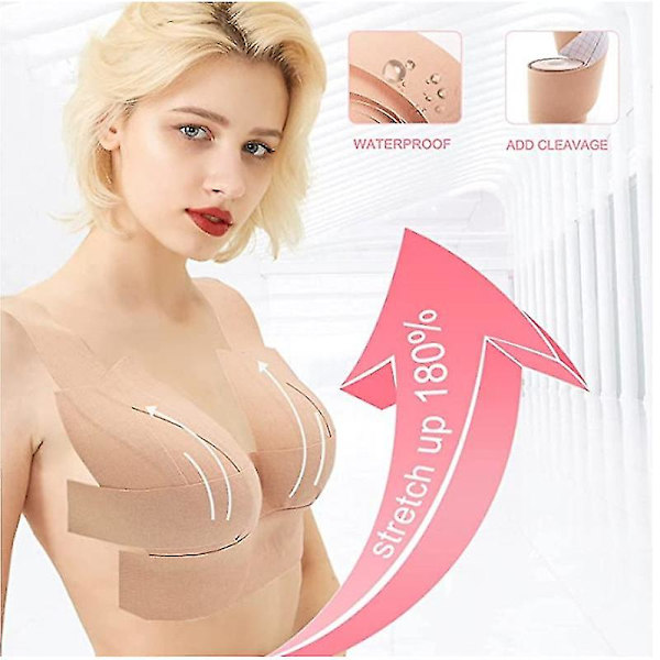 Boob Tape Usynlig Brystløft Tape Push Up Body Tape Diy Åndbar Brystløft Tape Til A-e Kopper Store Bryster Black 3.8cm*5m