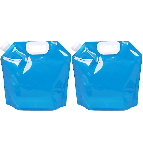 2 stk sammenleggbar vanntankpose med tapp for camping og fotturer Blue